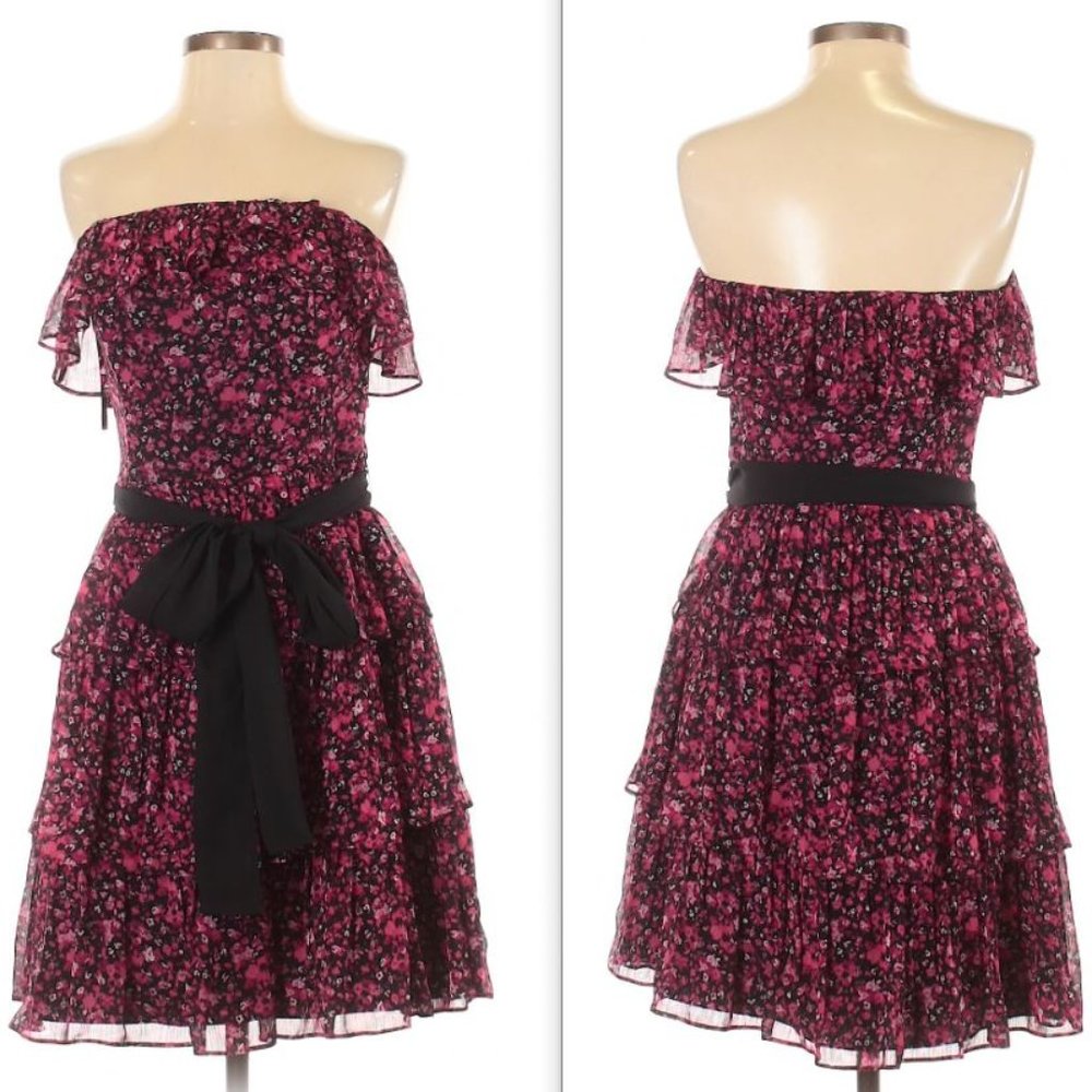 WHBM Strapless Pink Floral Dress